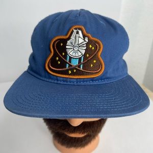 Vintage Star Wars Snapback Hat Cap Adult Adjustable Blue Millennium Falcon Patch